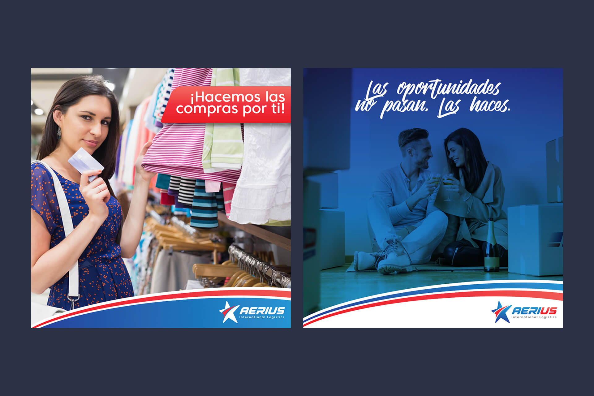 Diseños de flyers para redes sociales de Aerius International