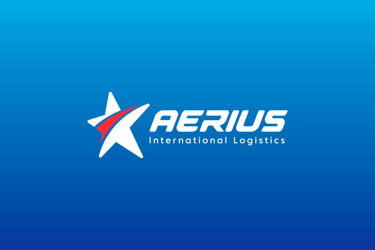 Logotipo de Aerius International en versión negativa
