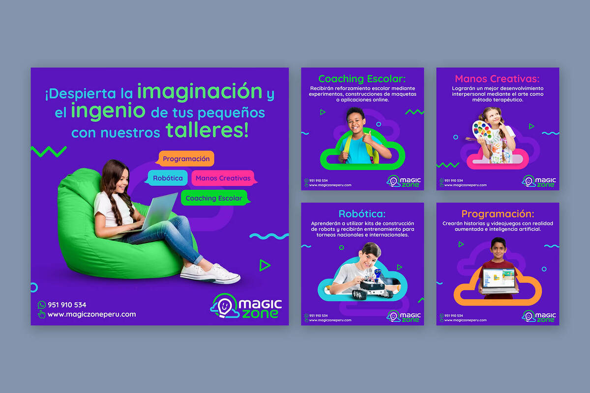 Diseño de flyers publicitarios para Magic Zone