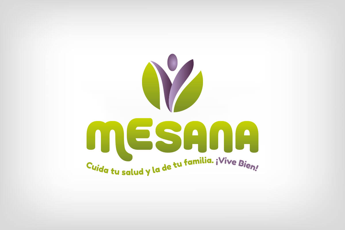 Versión vertical del logotipo de Mesana con el isotipo sobre el nombre